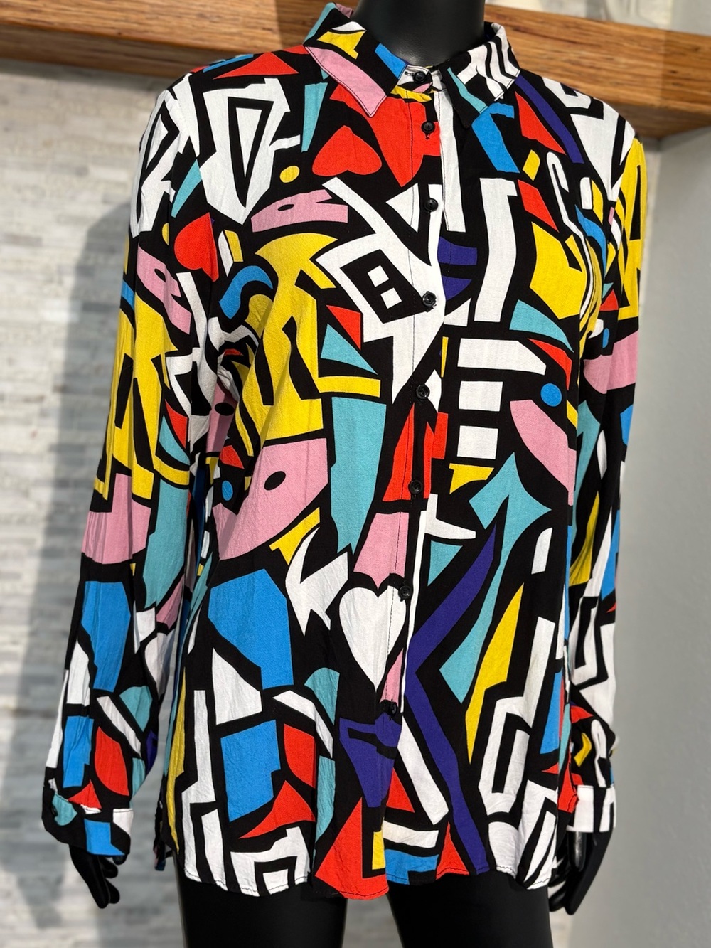 Big Dart vintage-style geometric pop art print blouse